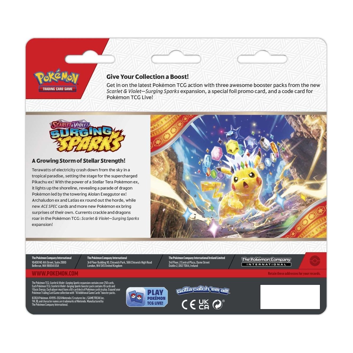 Pokemon Scarlet & Violet Surging Sparks 3 Pack Blister - Style May Vary