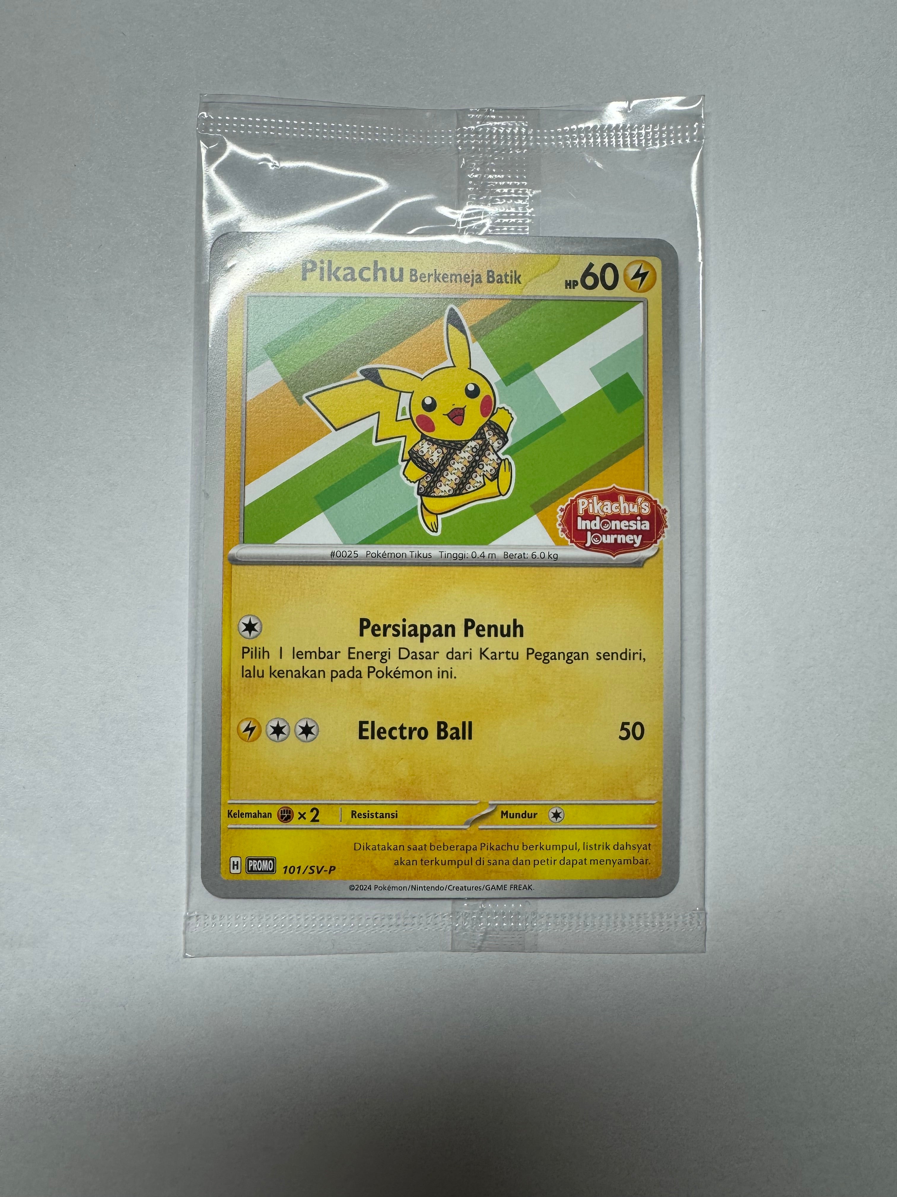 Sealed Promo Pack Pokemon Indonesia Pikachu Berkemeja Batik 101/SV