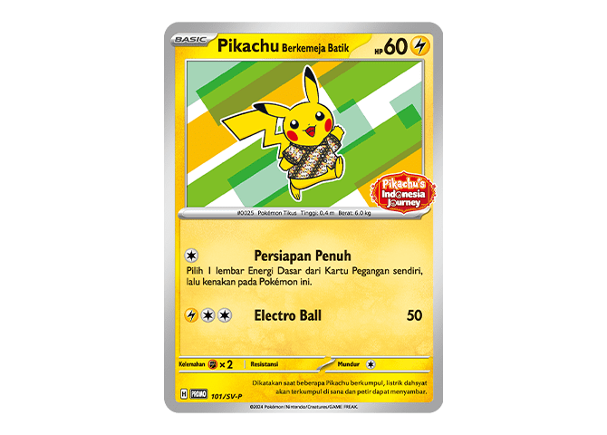 Sealed Promo Pack Pokemon Indonesia Pikachu Berkemeja Batik 101/SV-P