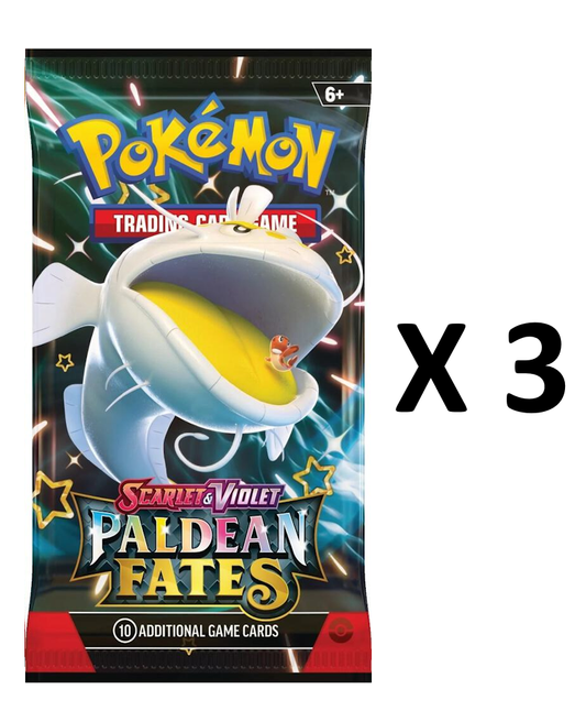 Pokemon Scarlet & Violet Paldean Fates 3 Booster Pack Lot (PAF)